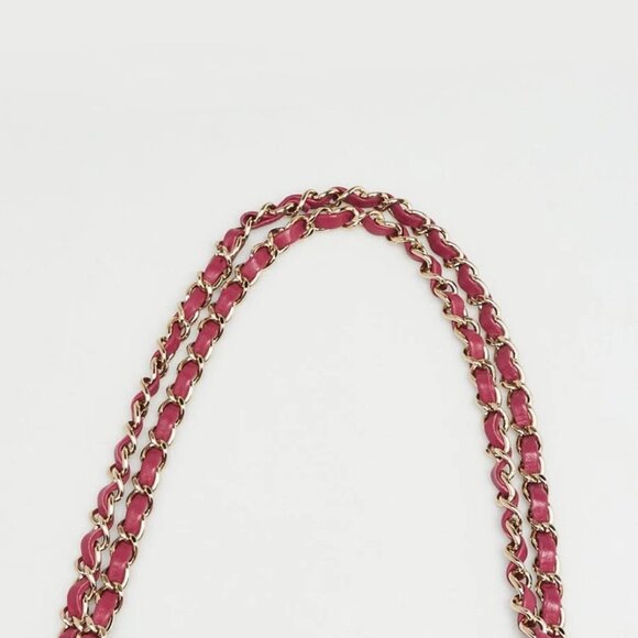 Chanel Fuchsia Chevron Quilted Lambskin Leather Classic Medium Double Flap Bag - Picture 8 of 11